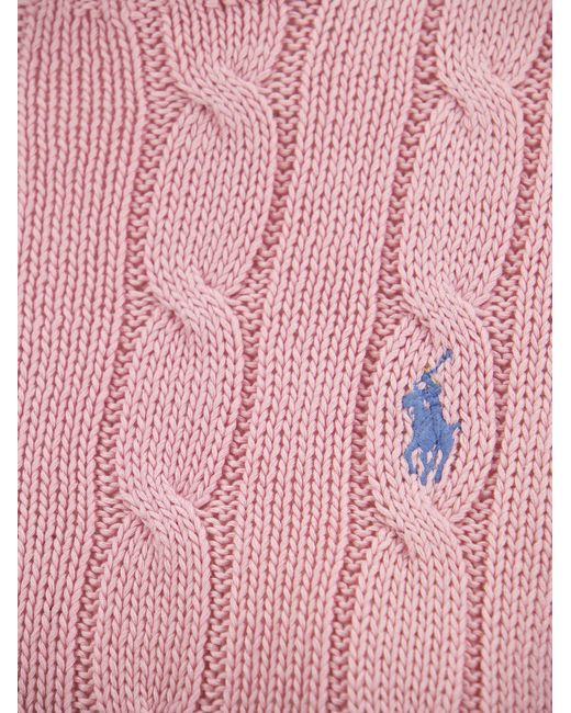 Slim Fit Cable Knit Polo Ralph Lauren de color Pink