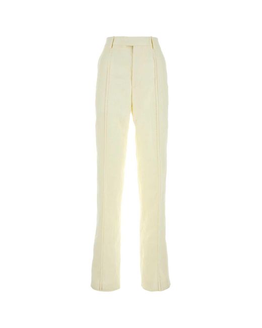 Bottega Veneta White Cream Linen Pant