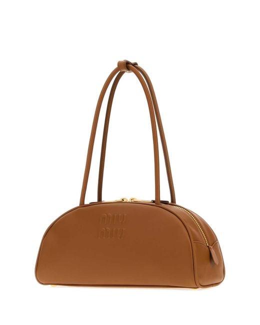 Miu Miu Brown Caramel Leather Beau Shoulder Bag