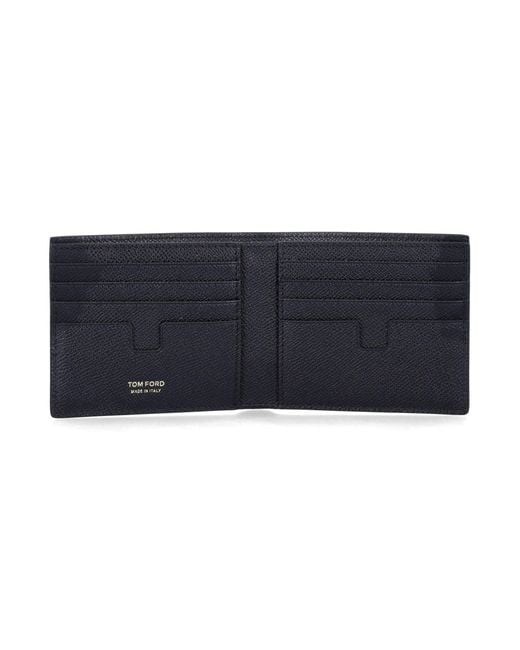 Tom Ford Blue Grain Leather Bifold Wallet for men