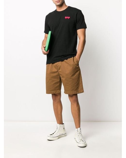 COMME DES GARÇONS PLAY Black U T-Shirt Double Burgundy Emblem Knit Axt226051