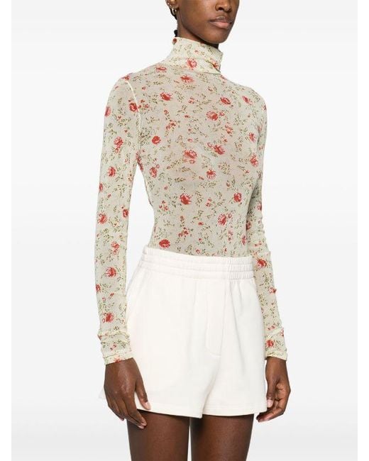 Prada White Floral Mesh Bodysuit