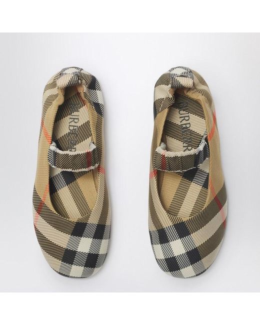 Burberry Women's Metallic Check Pattern Nylon-Blend Ballerina