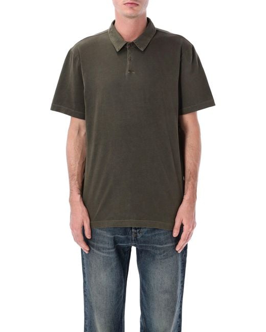 James Perse Black Sueded Cotton Polo for men