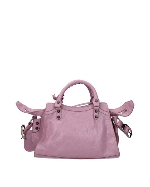 Balenciaga Purple Borse A Mano Neo Cagole Donna Pelle Rosa/Rosa Polvere