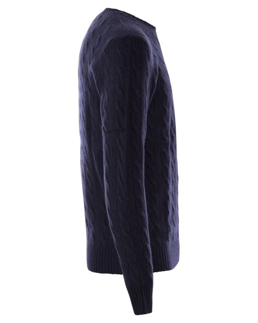 Polo Ralph Lauren Blue Wool And Cashmere Cable Knit Sweater