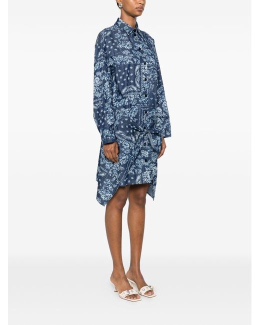 Emporio Armani Blue Cotton Chemisier Dress