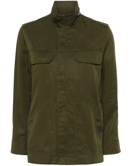 Zadig & Voltaire Green Embroidered-Slogan Shirt Jacket