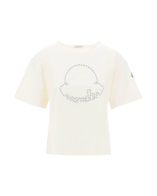 Moncler T -shirt Met Nautisch Touwlogo -ontwerp in het White