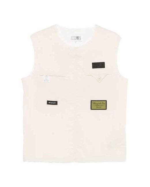MM6 by Maison Margiela Natural Vest With Logo Patch
