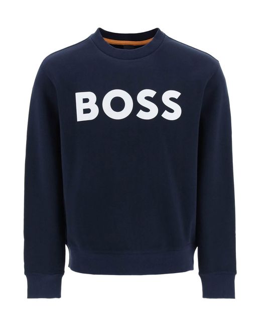 BOSS by Hugo Boss Crew Neck Sweatshirt mit Logo -Druck in Blue für Herren