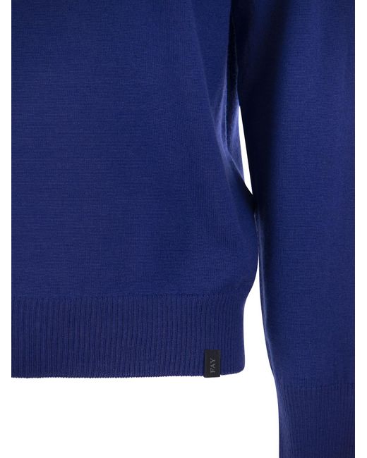 Fay Blue Woll Crew Neck Pullover