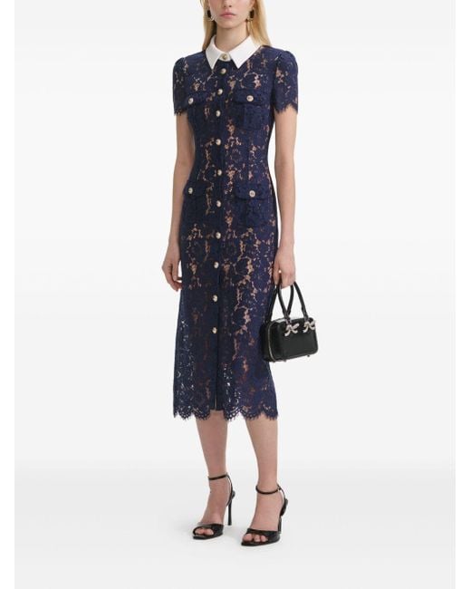 Self-Portrait Blue Dress With Front Button Fastening