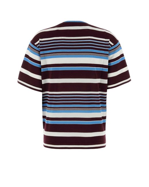 Prada Blue Embroidered Cotton T-Shirt