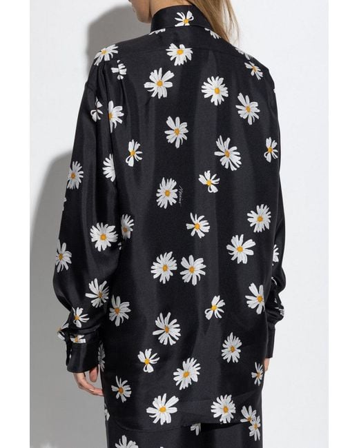 Moschino Black Twill Shirt Allover Daisy