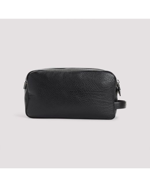 Brunello Cucinelli Black Leather Mini Beauty Case (W24Cm X H13Cm X D11Cm) for men