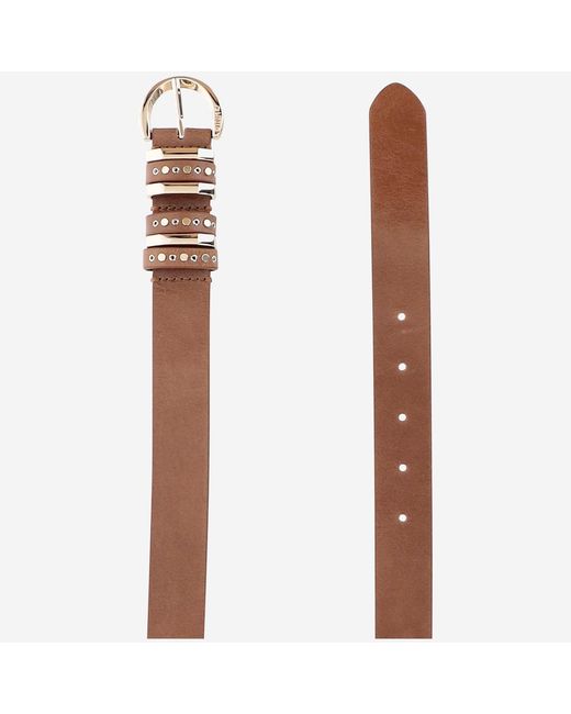 Pinko Brown Leather Belt With Studs