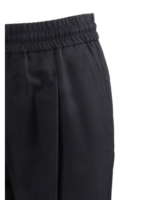 Drole de Monsieur Black Cropped Pants Virgin Wool Polyester for men