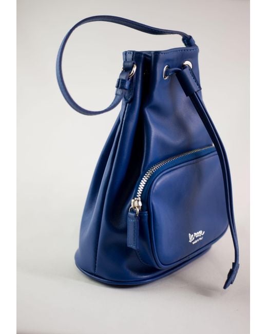 LA ROSE Blue Leather Satchel Bag
