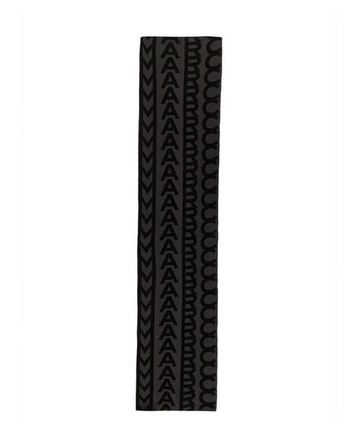 Marc Jacobs Black Monogram Knit Scarf Wool