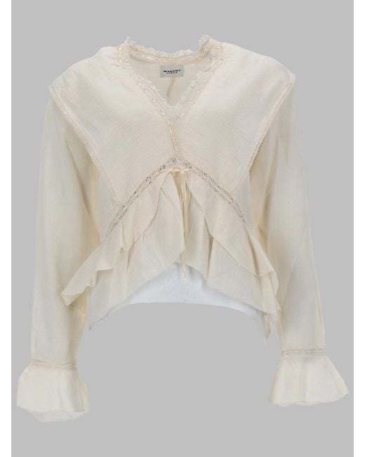 Isabel Marant White Mini Cotton-Linen Blend Top For