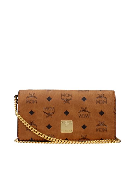 MCM Brown Cognac Fabric Pochette
