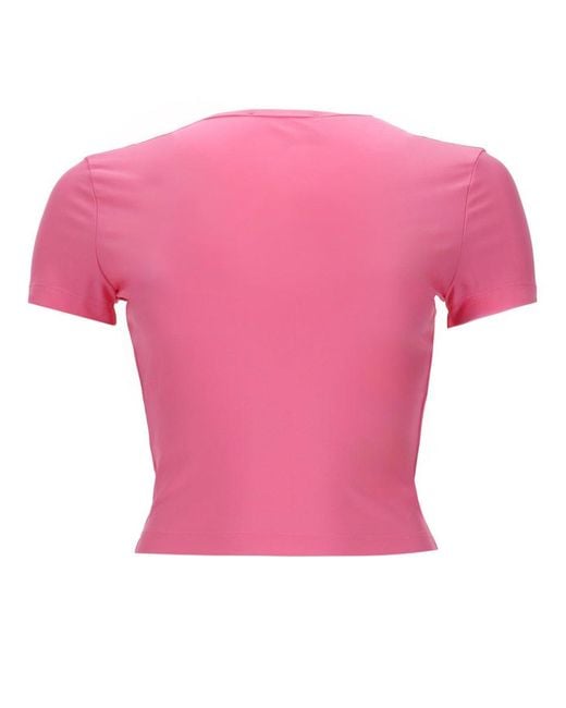 Versace Jeans Couture Pink T-Shirt Crop Con Logo