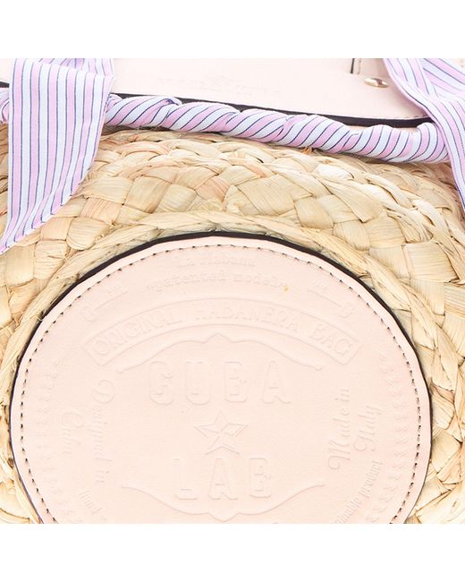 CUBA LAB Pink Habanera Leather And Rafia Bag