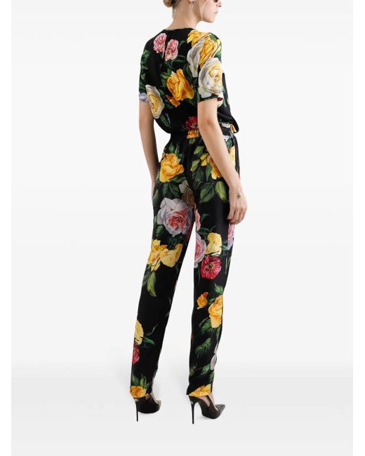Dolce & Gabbana Black Blumenbluse