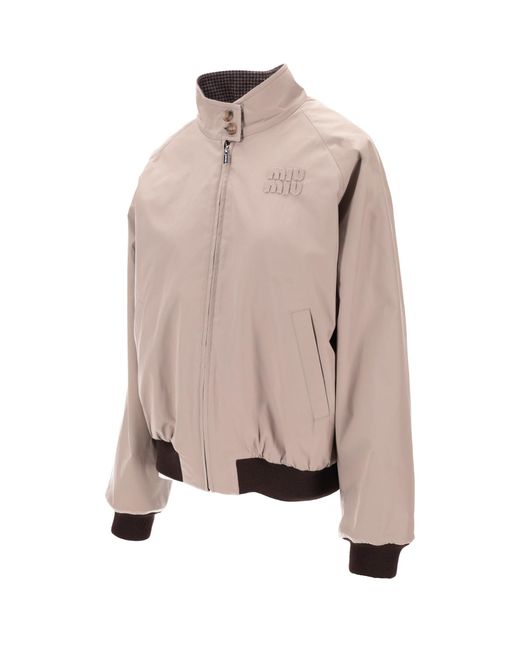 Miu Miu Pink Logo Mandarin Collar Jacket