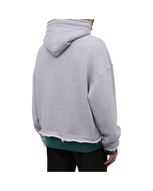 Palm Angels Gray Double Layered Hoodie for men