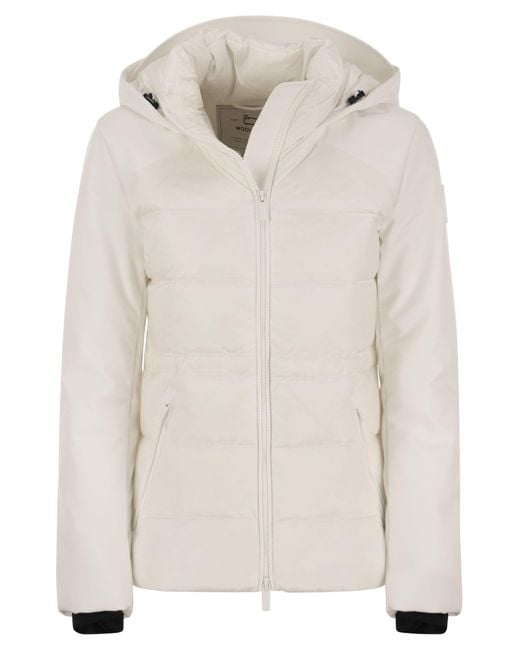 Woolrich White Quilted Down Jacket With Hood