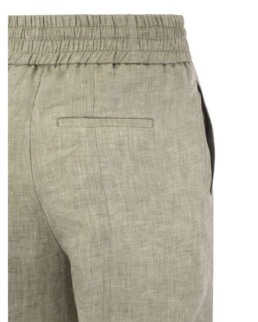 Pantalones de ajuste suelto en lienzo de lino puro liviano Peserico de color Gray