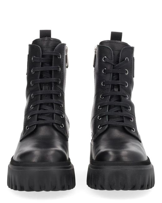 Hogan Black Combat Boots H700 For