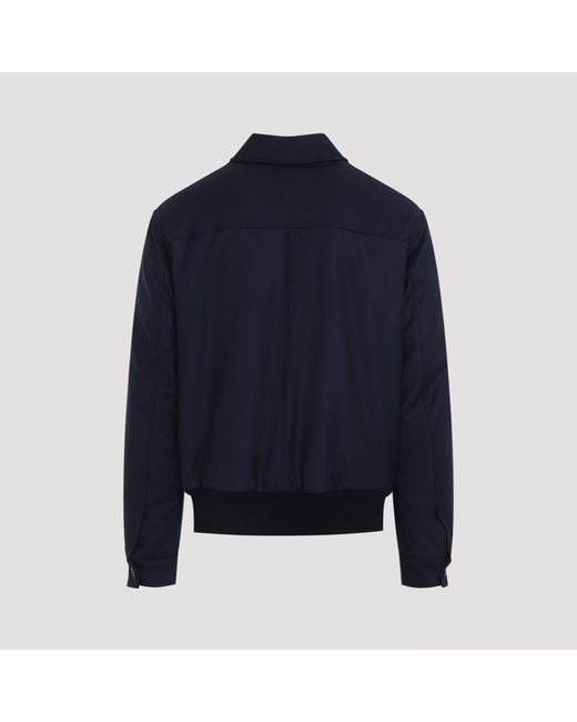 Kiton Blue Premium Wool Bomber Jacket