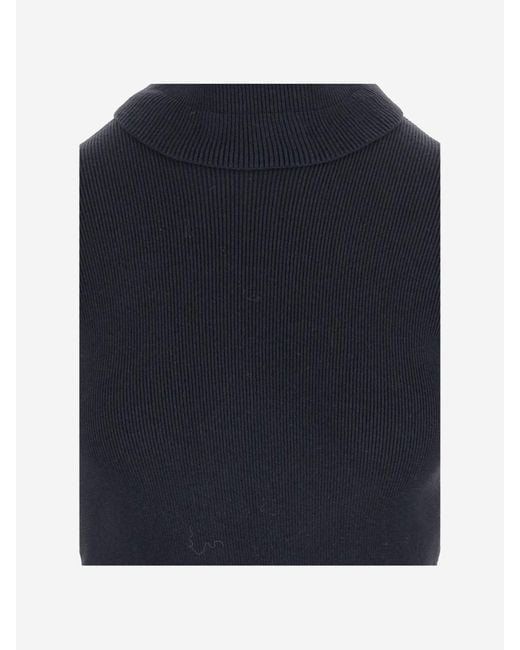 Chloé Blue Wool And Cotton Turtleneck Pullover