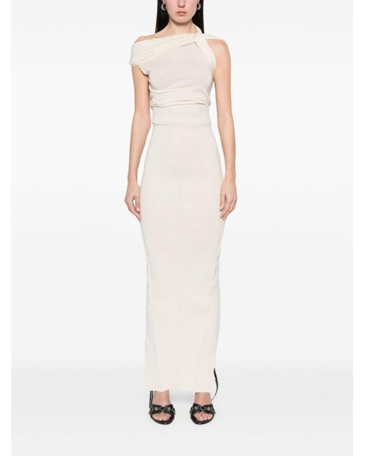 Rick Owens White Pillar Long Skirt