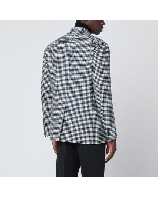 Tagliatore Gray Houndstooth Double Breasted Jacket for men