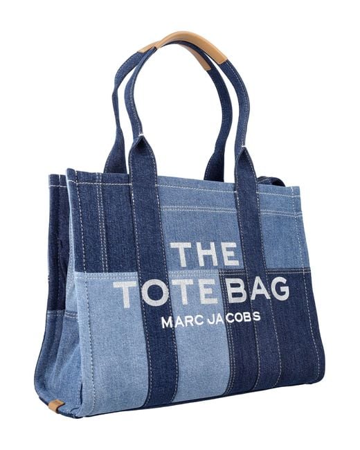 Marc Jacobs Blue The Large Tote Patchwork Denim Bag