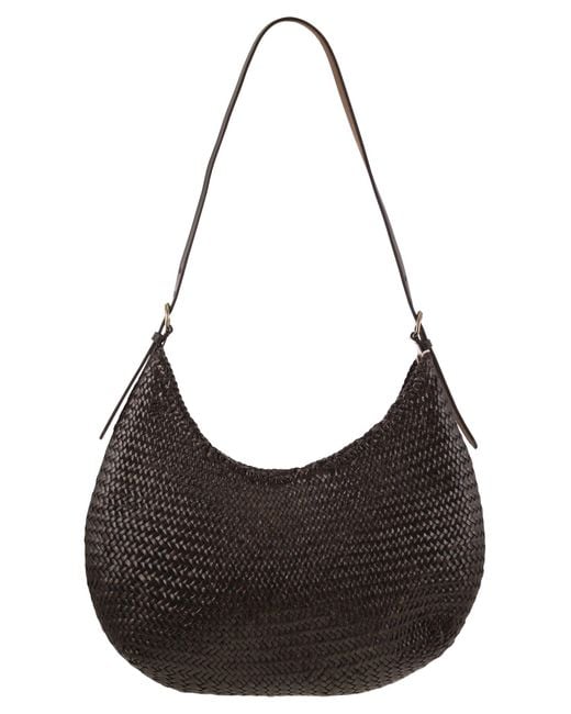Dragon Black Luna Piena Woven Leather Bag