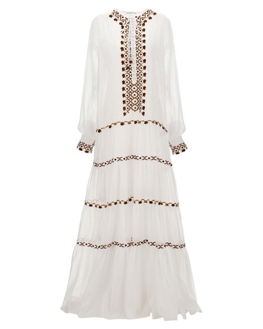 Ermanno Scervino White Besticktes Kaftankleid