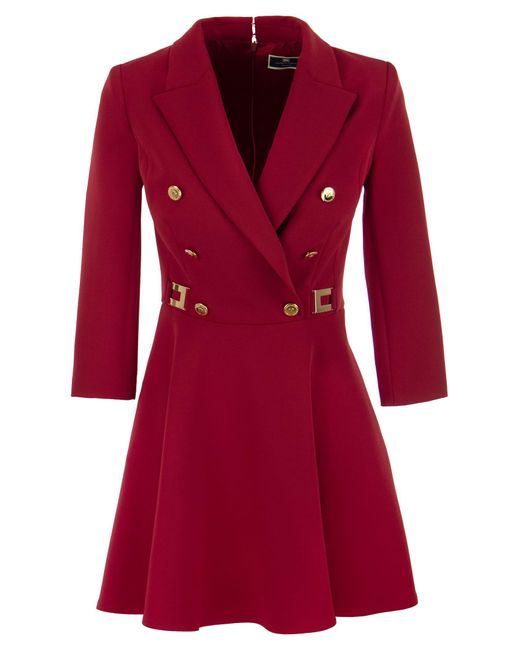 Tobe manteau en doble crepe con falda godet Elisabetta Franchi de color Red