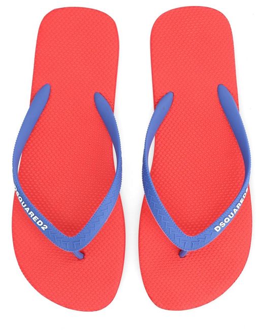 DSquared² Red Slippers With Logo