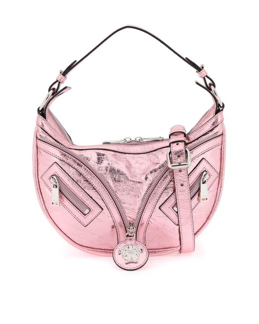 Metallic Leder 'Repeat' Hobo -Tasche Versace en coloris Pink