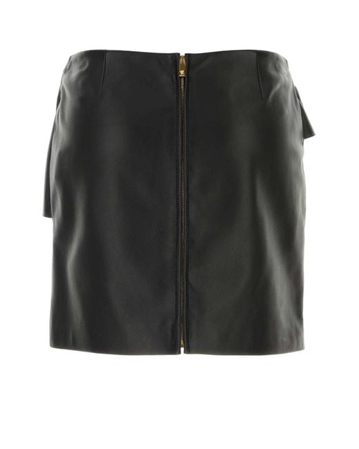 Versace Black Leather Skirt