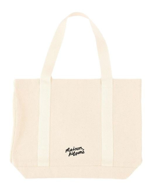 Maison Kitsuné White Fox Head Print Bag