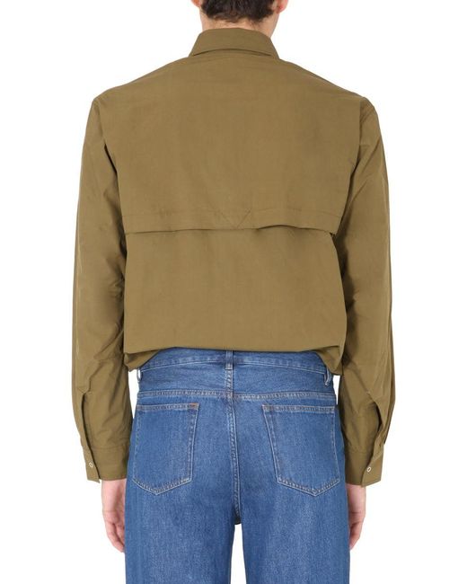 KENZO Green Solid Overshirt for men