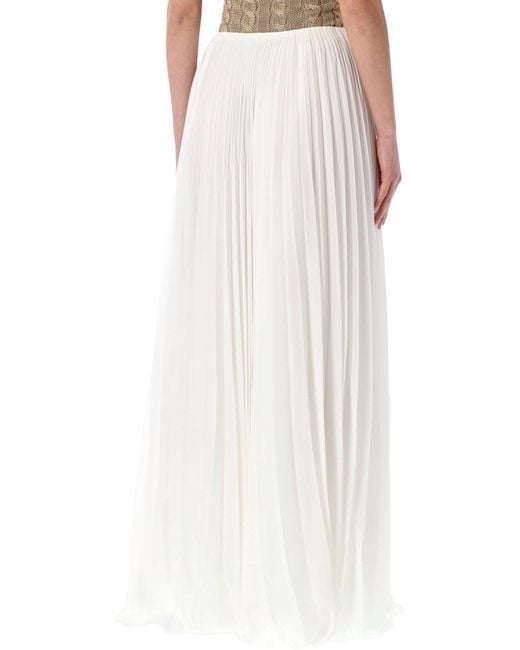 Ralph Lauren White Pleated Jersey Niccola Maxi Skirt