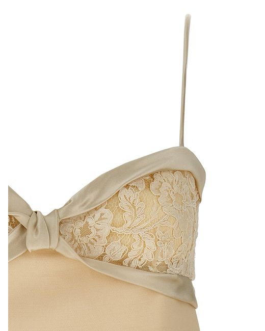 Valentino Garavani Natural Pleated Ruffles Dress Dresses Beige