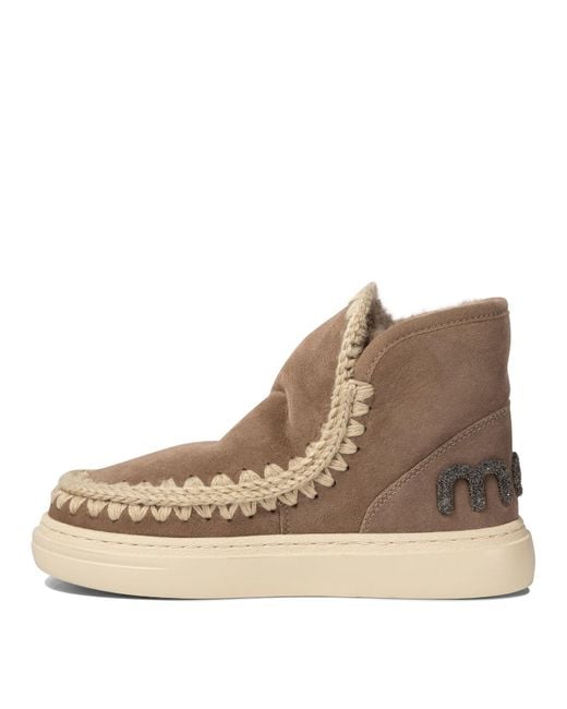 Mou Brown Eskimo Bold Glitter Logo Ankle Boots